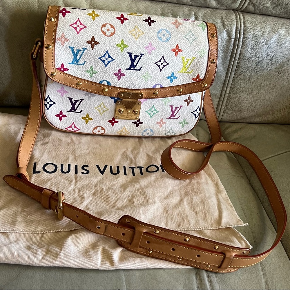 Louis Vuitton LV White Multicolor Monogram Sologne Crossbody Purse France